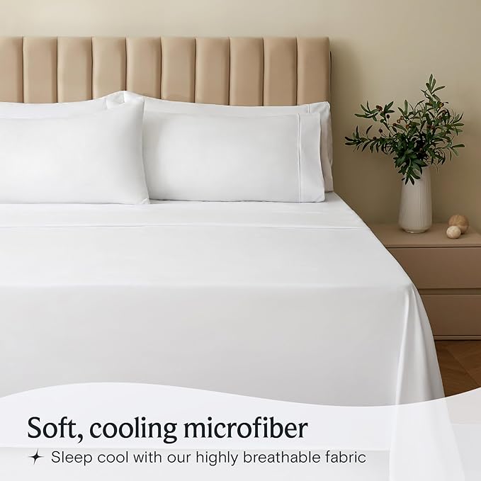 LuxClub 3 PC Twin XL Sheet Set, Deep Pockets Wrinkle Free Cooling Bed Sheets - Image 3