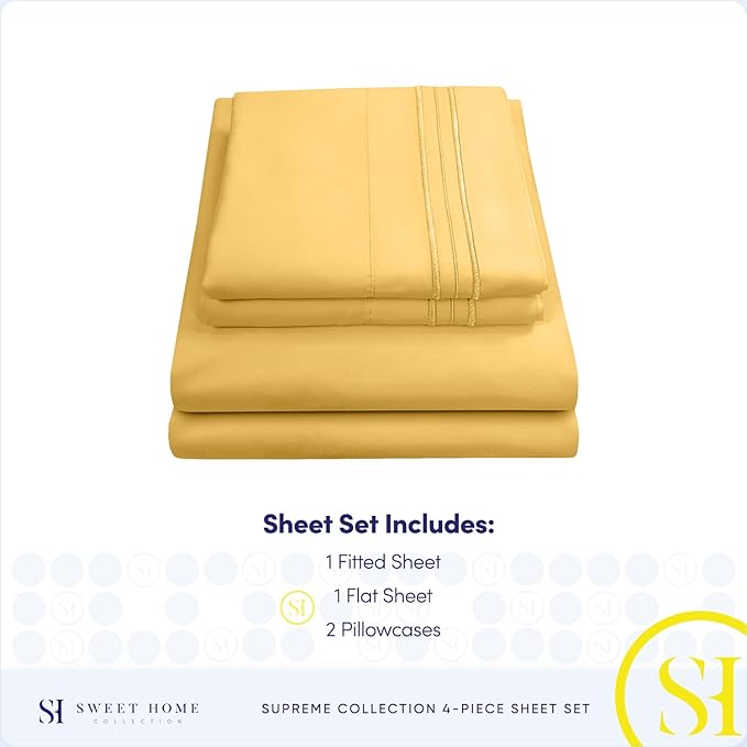 1800 Thread Count Sheet Set – Soft Egyptian Quality Brushed Microfiber Sheets – - Image 4