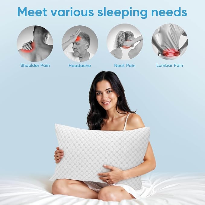 OAISZ Shredded Memory Foam Pillows, Cooling Bed Pillows Queen Size Set of 2 - Image 3
