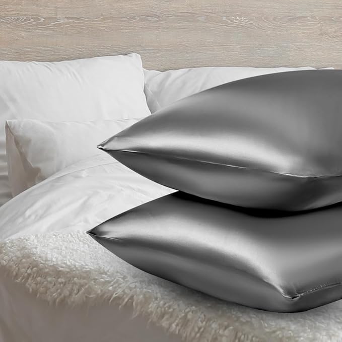 AUAUY 2 Pack Satin Silk Pillowcase, 19.69x31.50in Silk Pillowcases - Image 4