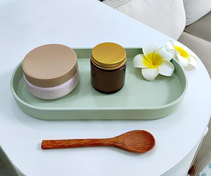 Green Small Tray, Oval Tray for Kitchen Counter, Bathtub Bathroom Vanity Items - Image 8