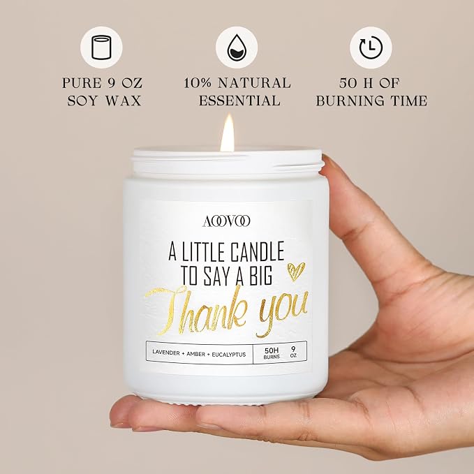AOOVOO Candle - 9oz Soy Wax Candle, Lavender Scent - Thank You Gift - Image 6