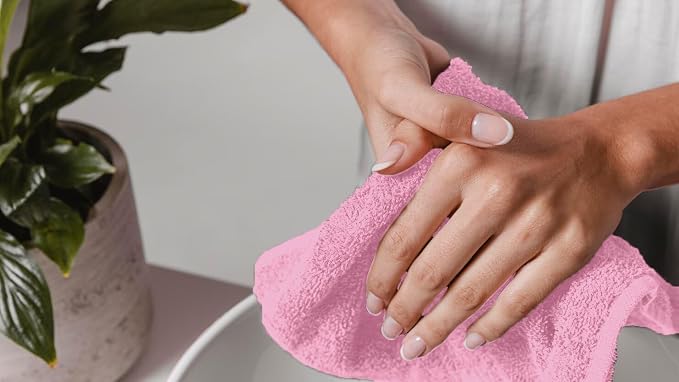 Avalon Towels Cotton Washcloths 24-Pack – 12 x 12 Inch Pink Super Soft & - Image 3