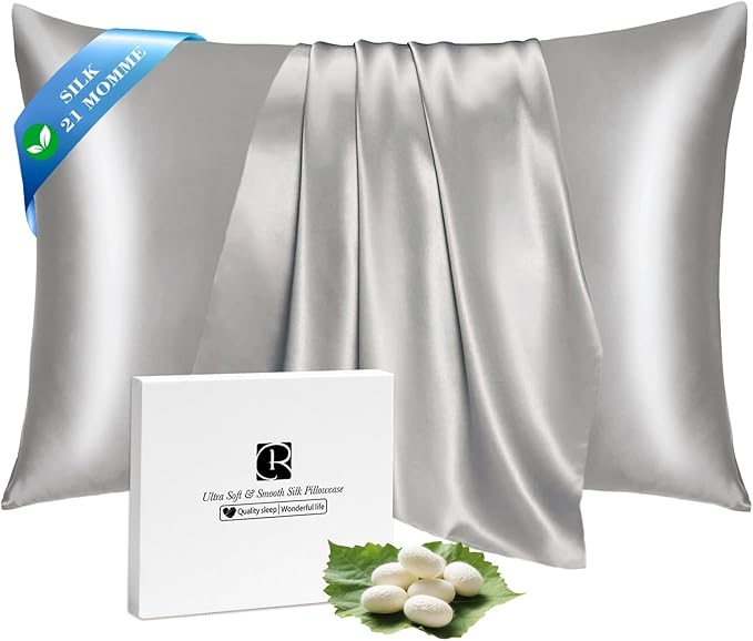 Ravmix Silk Pillow Cases with Zipper, 21momme Mulberry Silk Pillowcase by Ravmix