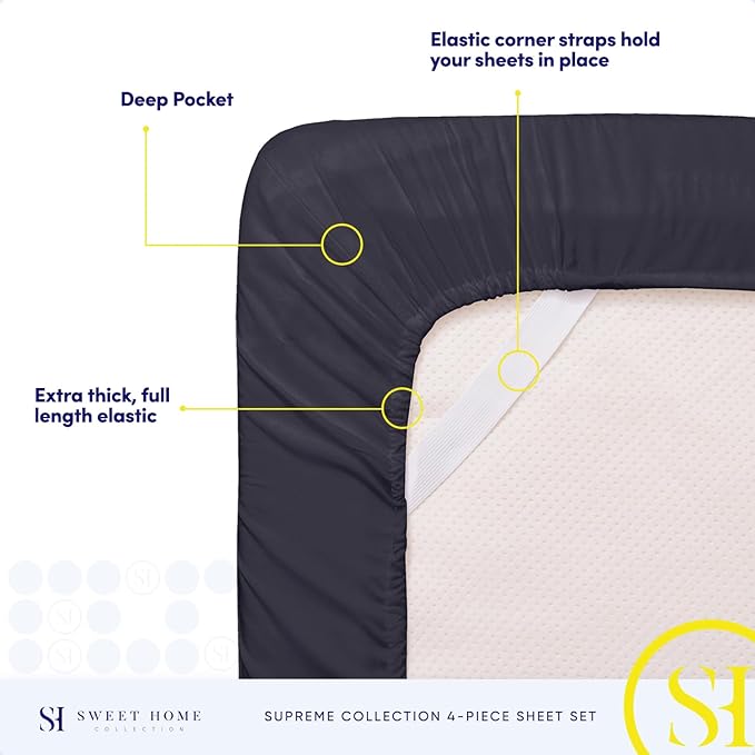 1800 Thread Count Sheet Set – Soft Egyptian Quality Brushed Microfiber Sheets – - Image 5