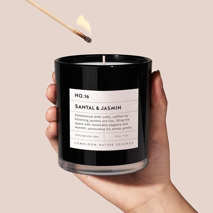Santal & Jasmine Luxury Scented Candles, 9oz Soy Wax Candles - Image 5