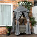 Pool Towel Valet Caddy with Canopy Cover, Hand-Woven PE Rattan Storage by lafengyan