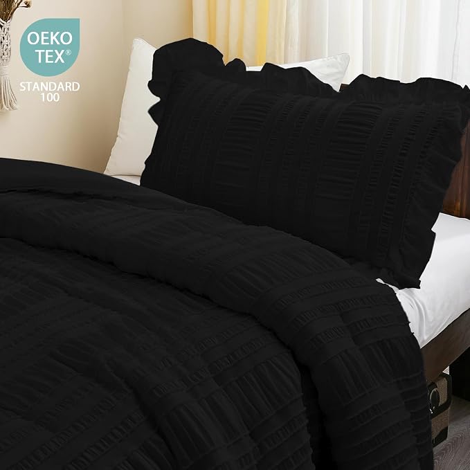 WONGS BEDDING Comforter Full Size, Soft Seersucker Textured Bedding Set Full - Image 4