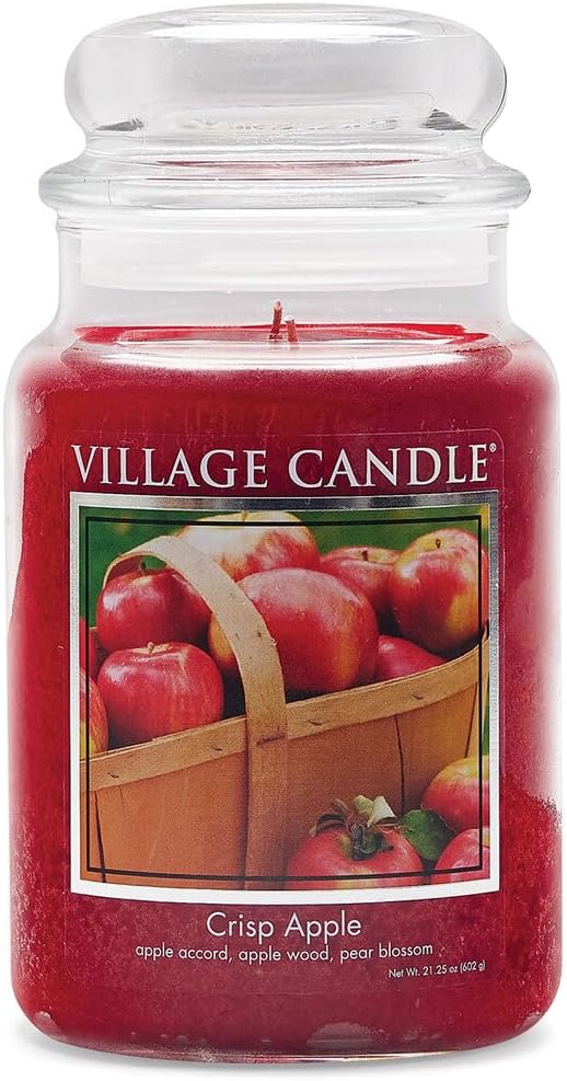 Village Candle Crisp Apple Large Glass Apothecary Jar Scented Candle, 21.25 oz. by VillageCandle