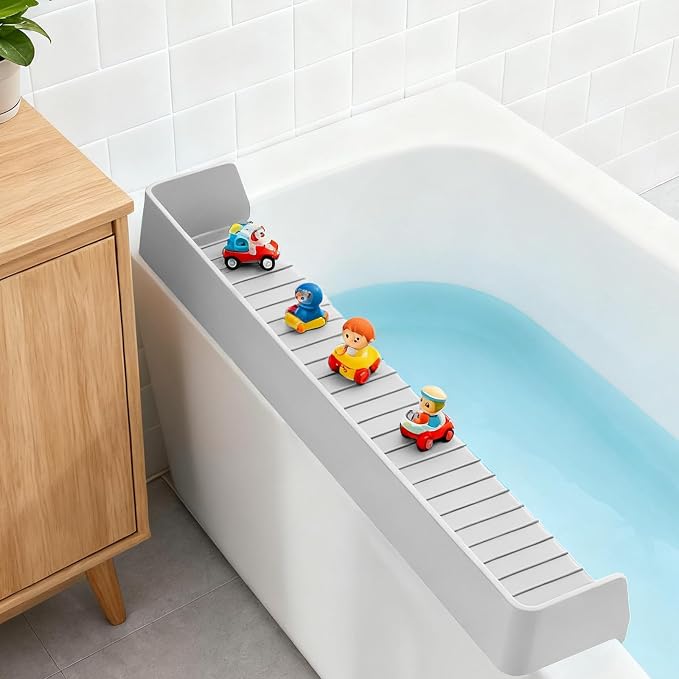 Bathtub Splash Guard for Kids, 2.6 FT Silicone Bathtub Play Shelf by Unknown