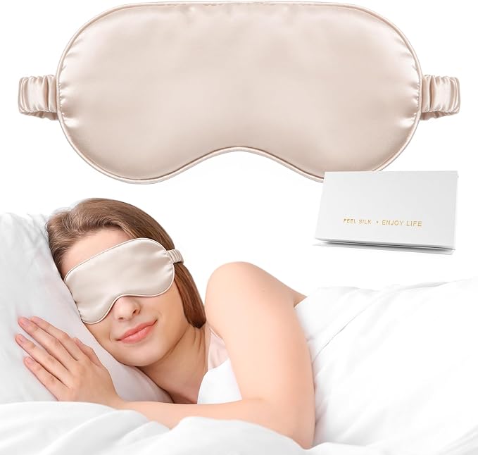 Silk Sleep Mask, Eye Mask for Sleep Women Men, Mulberry Sleeping Mask by Doitory