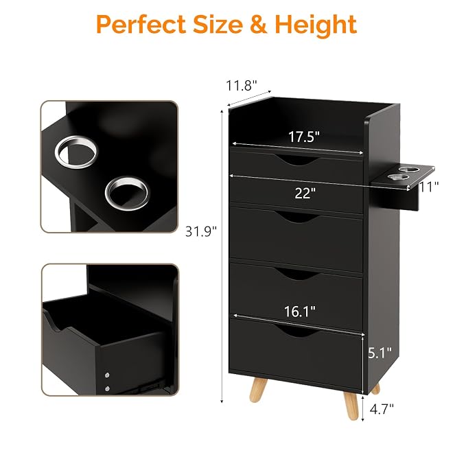 OmySalon 4 -Layer Salon Storage Cabinet, Beauty Barber Salon Styling Station - Image 3