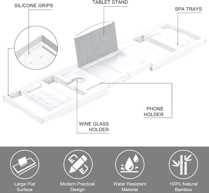 Bathtub Tray Caddy, Expandable Bath Trays - Image 6