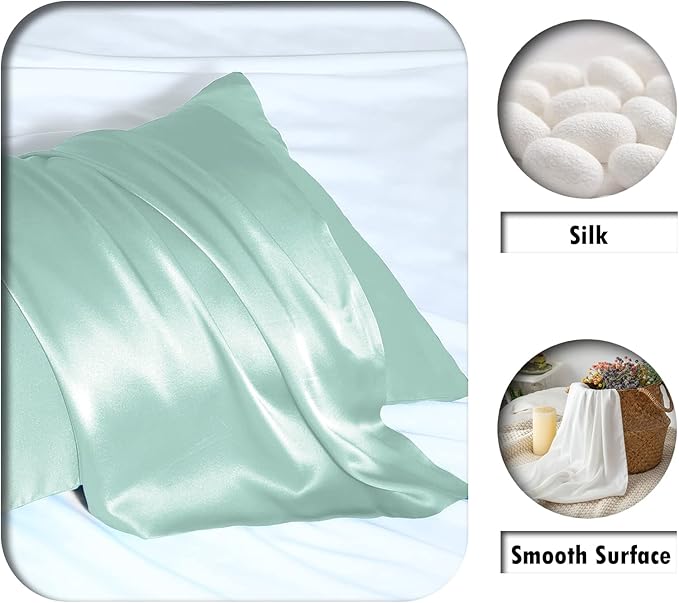 Silk Pillow Cases 2 Pack, Soft Breathable and Sliky Queen Size Pillow Cases Set - Image 2