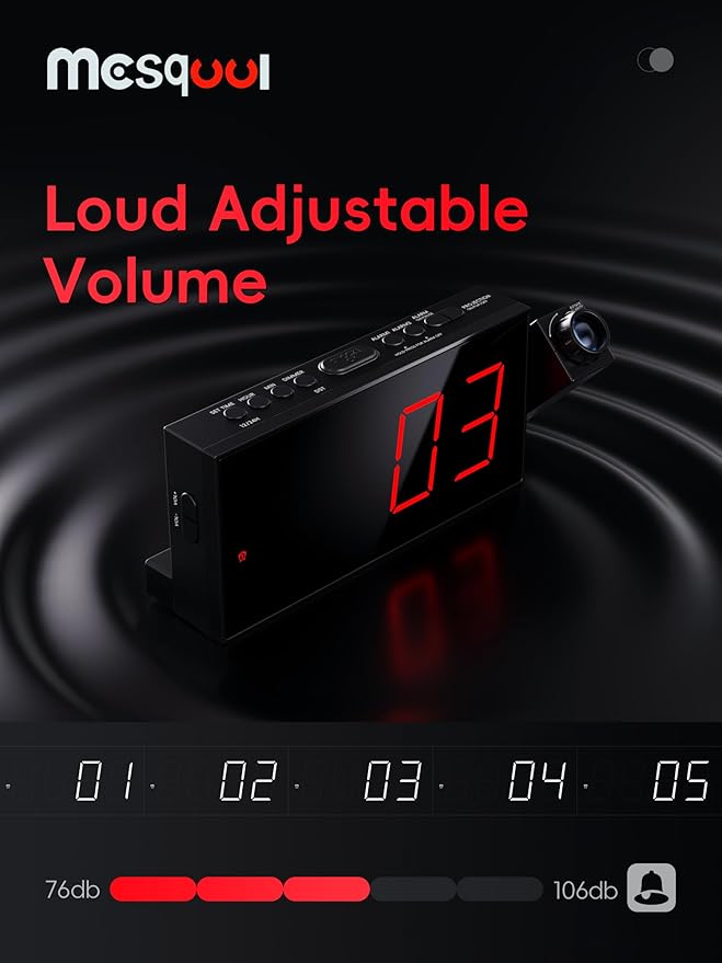 Mesqool Projection Alarm Clock, Digital Clock - Image 6