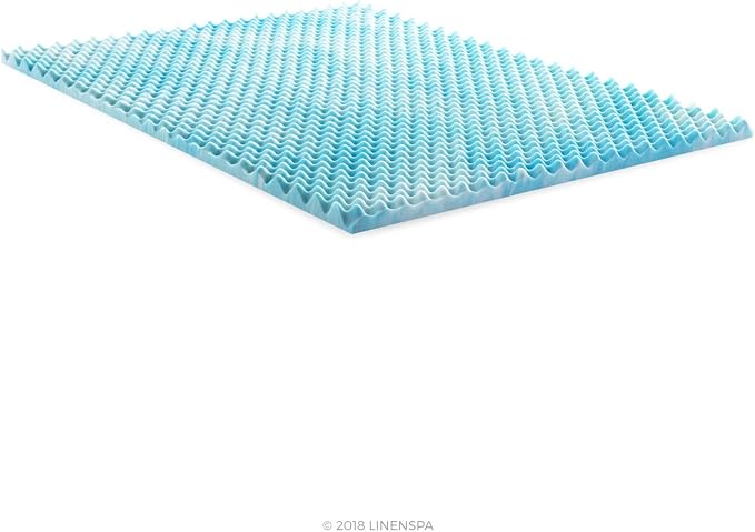 Linenspa 2 Inch Gel Memory Foam Mattress Topper – Egg Crate Style, Reversible - Image 4