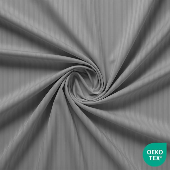 Feather & Stitch 1 Piece Fitted Sheet King Size, 100% Cotton Damask Sateen Weave - Image 3