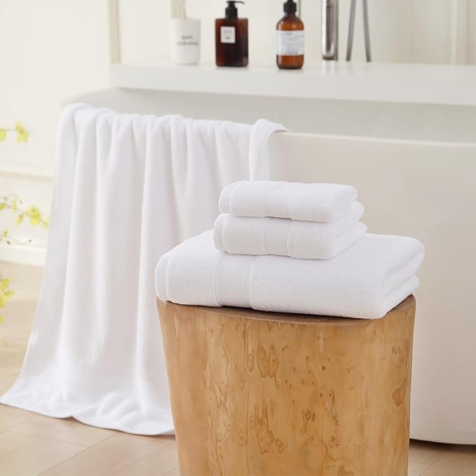 27x55 Bath Towels 100 Percent Cotton 650GSM Luxury Super Soft Absorbent - Image 3