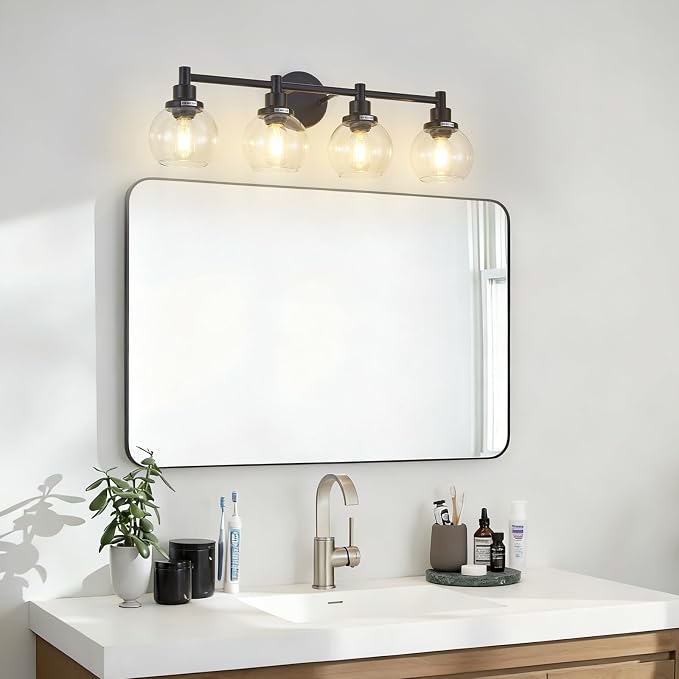 4-Light Bathroom Light Fixture Black Vanity Lights Over Mirror Modern Wall - Image 9