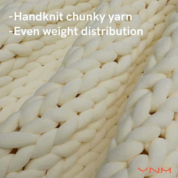 YnM Velvet Weighted Blanket, Handmade Chunky Knitted Design, Soft and Cozy - Image 2