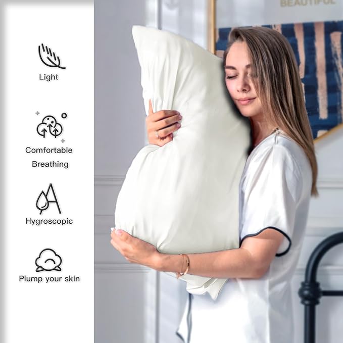 Silk Pillow Cases 2 Pack, Soft Breathable and Sliky Standard Size Pillow Cases - Image 3