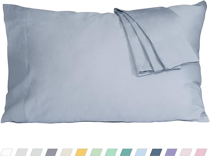 Pillow Cases, Standard Queen Size Cotton Percale Weave Pillowcases, Pre-Shrunk by HOMTEC