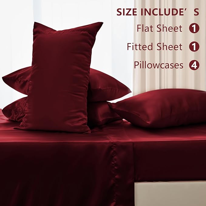 CozyLux Satin Sheets Queen Size Bed Set - Image 5