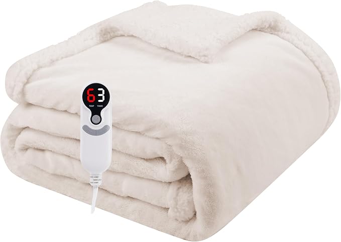 Electric Heated Blanket Throw Size 50"x60", Soft Flannel by Soypipo