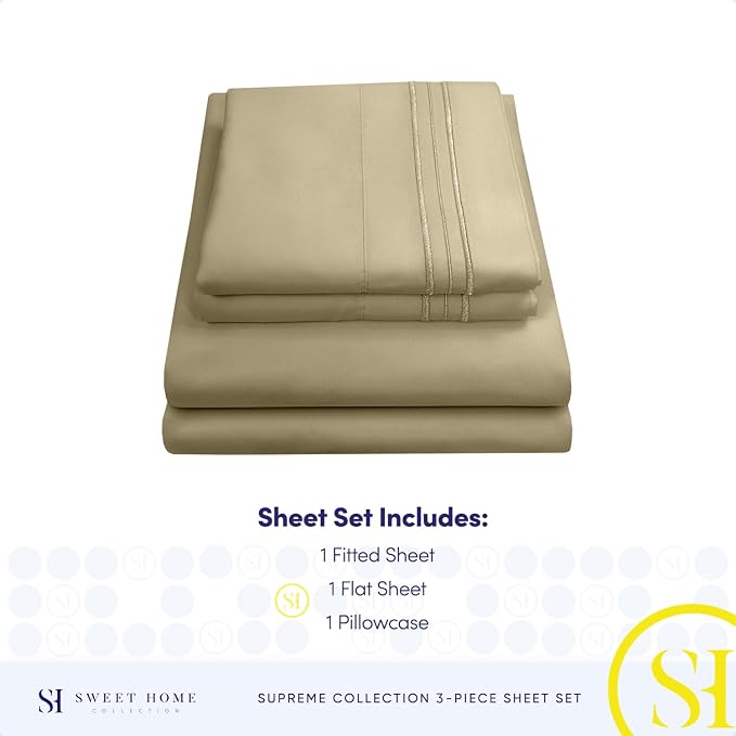 Twin Sheets - Breathable Luxury Sheets - 1800 Supreme Collection Extra Soft - Image 4