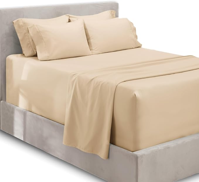 Hearth & Harbor Luxury Soft 6 Piece Bed Sheet Set Extra Deep Pocket Fitted by HearthHarbor
