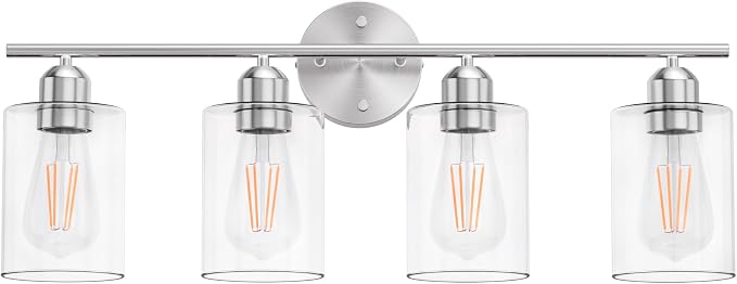 Espird Bathroom Vanity Light Fixtures Brushed Nickel, 4 Lights Rustic Farmhouse - Image 2