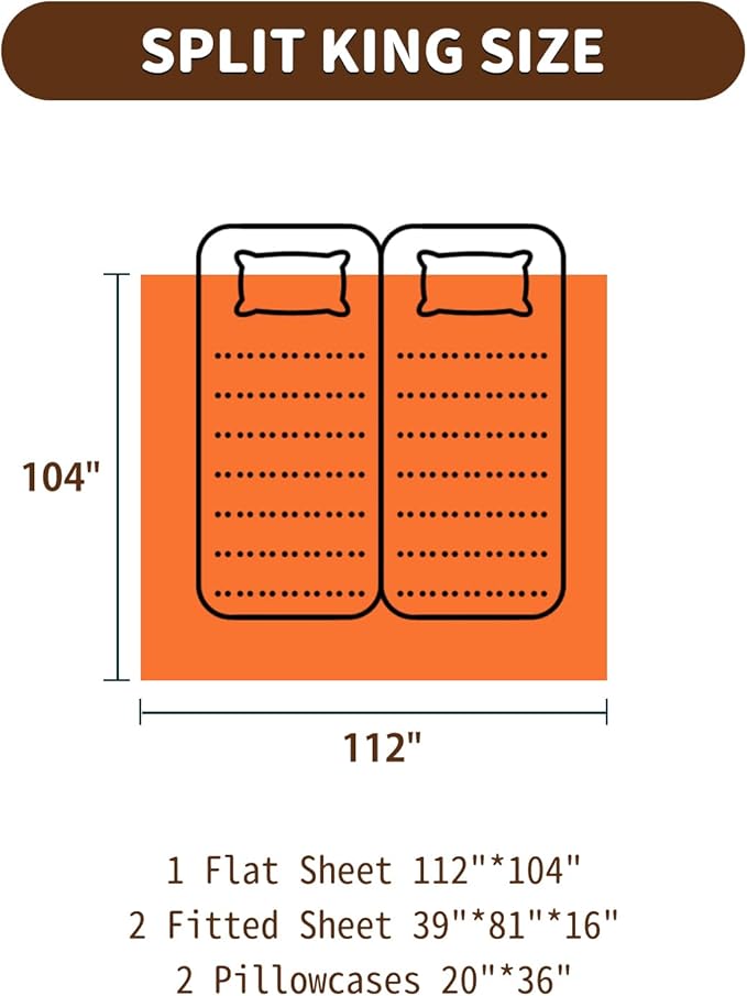 LBRO2M Split King Sheet Sets for Adjustable Bed 1000 Thread Count 100% Egyptian - Image 8