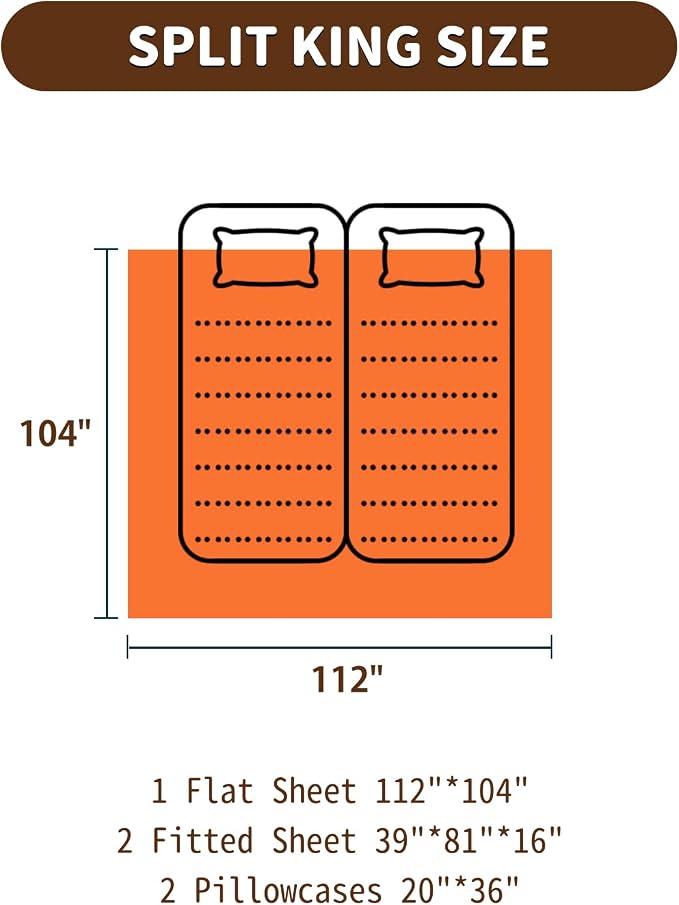 LBRO2M Split King Sheet Sets for Adjustable Bed 1000 Thread Count 100% Egyptian - Image 8