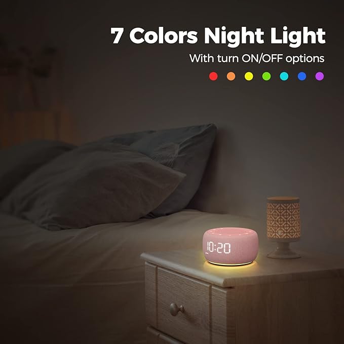 Buffbee Sound Machine & Alarm Clock 2-in-1-0-100% Display Dimmer, Under Light - Image 6