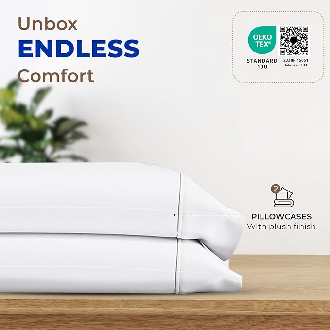 Thread Spread 100% Egyptian Cotton Pillow Cases Queen Size Set of 2 - Image 3
