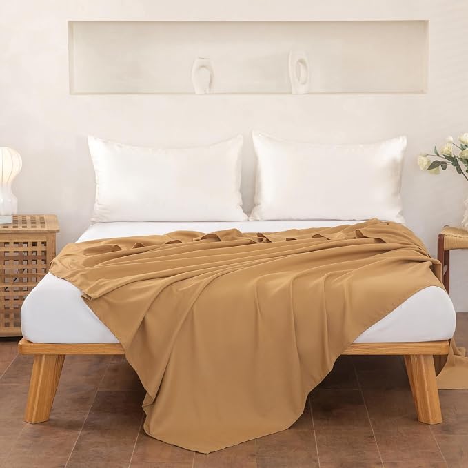 King Flat Sheet Only， 108x102Inch Light Brown - Image 2