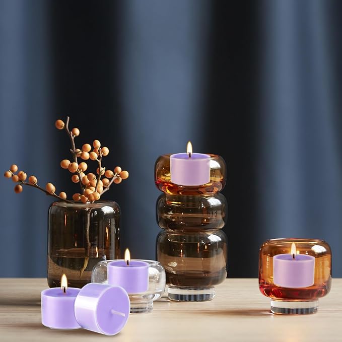 50 Pack Bulk Lavender Scented Tealight Candles in Clear Cup - Image 5
