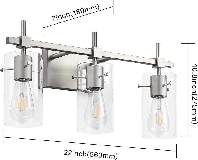 SOLFART 3 Lights Vanity Light Bathroom Light Fixture Over Mirror - Image 5