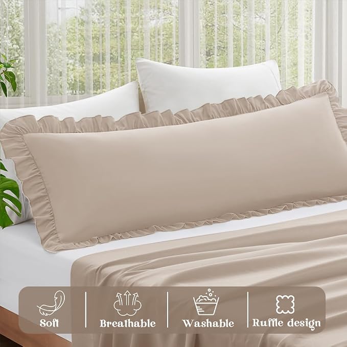 KKJIAF Ruffle Body Pillow Cases Set of 1, Ruffled Pillow Covers - Image 2