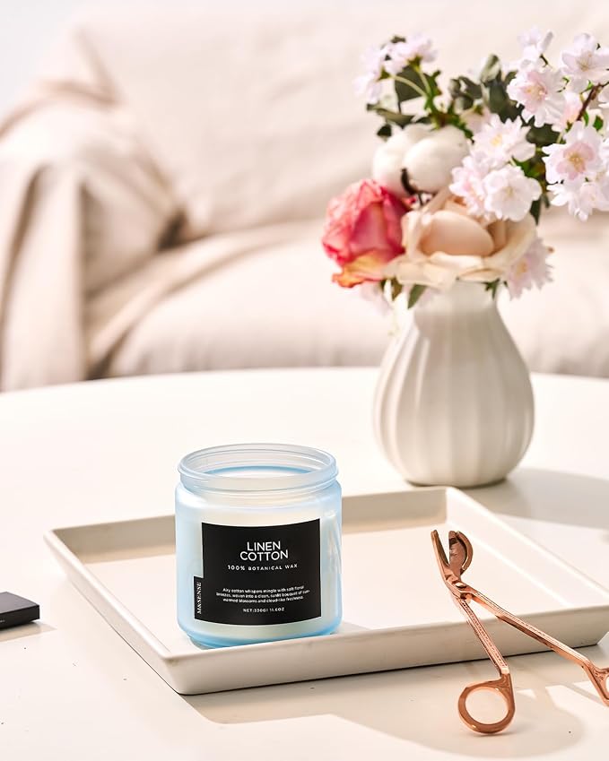 M&SENSE Fresh & Linen Cotton Scented Candles, 11.6oz Natural Soy Wax, 70-Hour - Image 7
