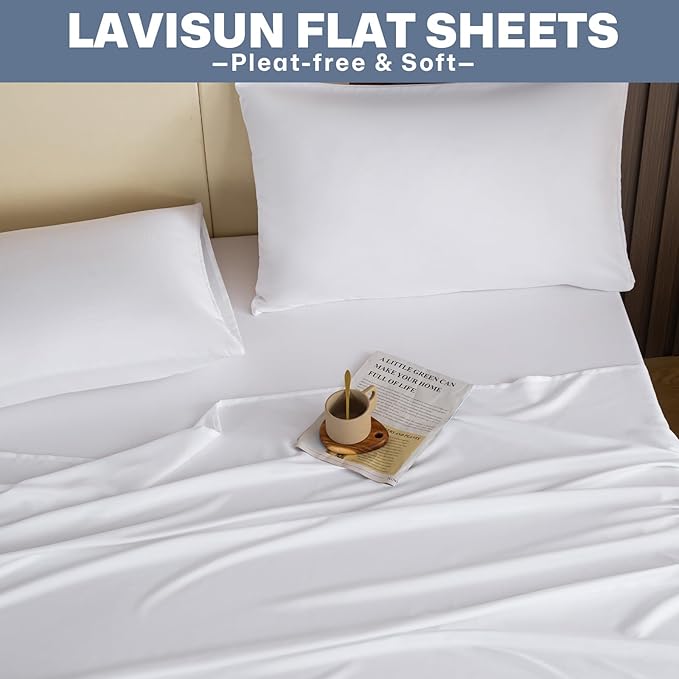 Lavisun Queen Flat Sheets 6 Pack, Soft & Breathable Bulk Sheets - Image 7