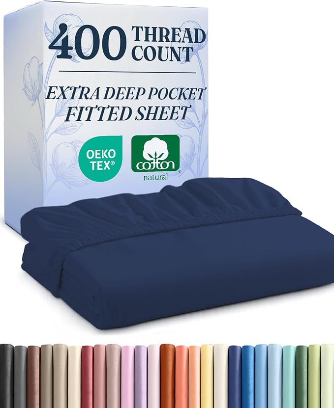 Extra Deep Twin 400 Thread Count Cotton Fitted Sheet by CGKUnlimited
