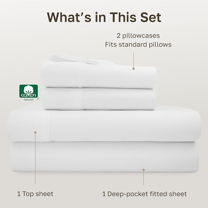 California Design Den Soft 100% Cotton Full Size Bed Sheets Set, 400 TC Good - Image 4