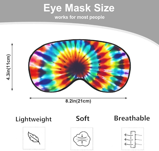Rainbow Color Eye Mask Sleeping Mask Tie Dye Swirl Sleep Masks Silky Soft Eye - Image 2