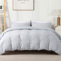 AveLom Light Gray Duvet Cover Full, 3 Pieces, Seersucker Tripe Soft Washed by AveLom