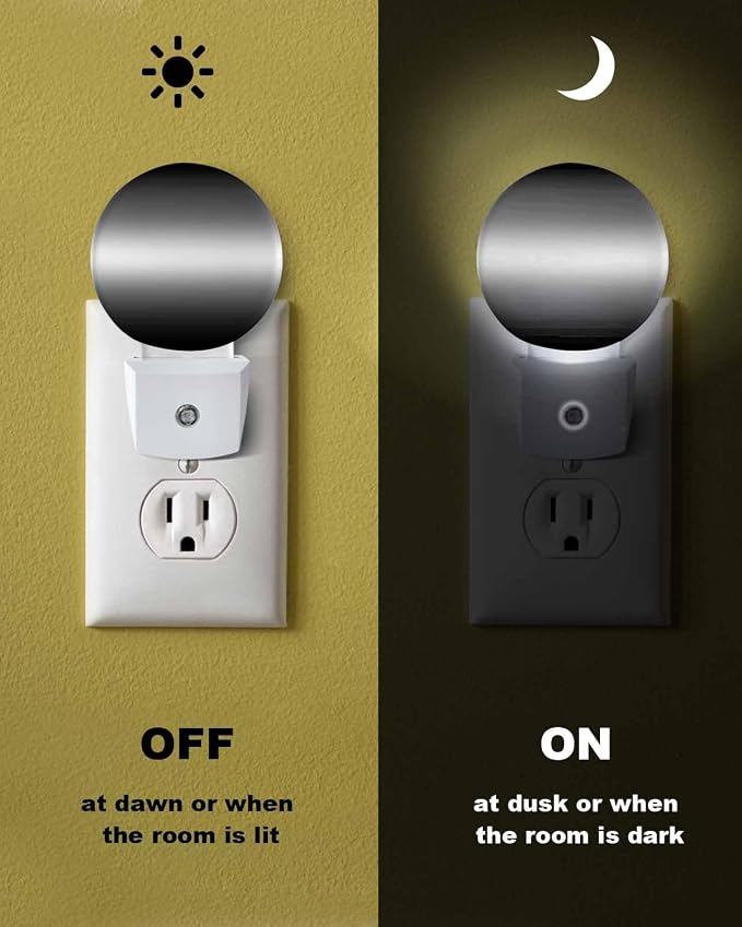 Night Lights Auto Sensor Black Ombre Night Light Solid Color Round Lamp Plug-in - Image 6