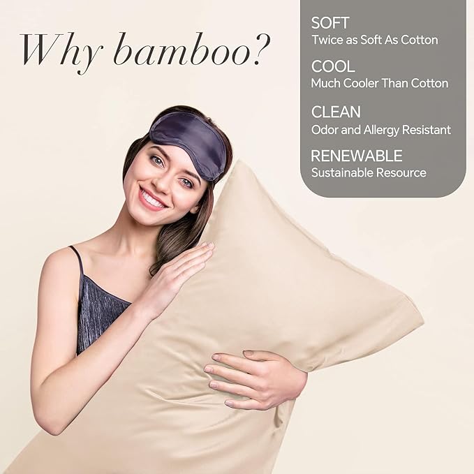 BEDELITE King Size Pillow Cases Set of 2, Rayon Derived from Bamboo, Cooling - Image 2