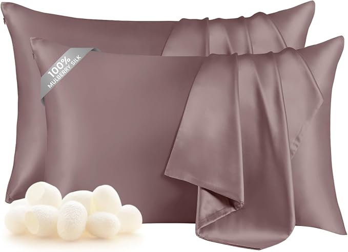 THXSILK Set of 2 Natural Mulberry Silk Pillowcase by THXSILK