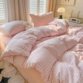 Nayoroom Gingham Duvet Cover Queen Size Pink White Plaid Checkered Comforter by Nayoroom