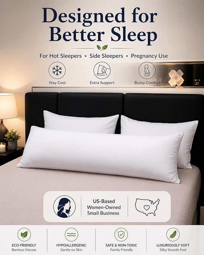 evoLive 100% Rayon Derived from Bamboo Cooling Breathable Body Pillow - Image 8